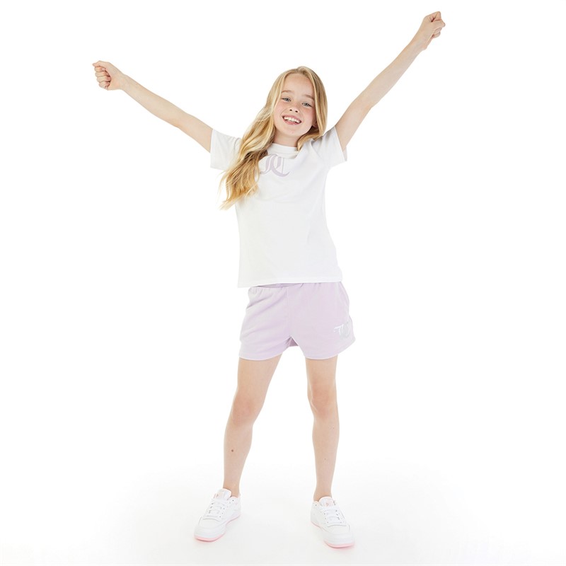 Juicy Couture Girls Regular Fitted T-Shirt And Velour Shorts Co-Ord Set Pastel Lilac