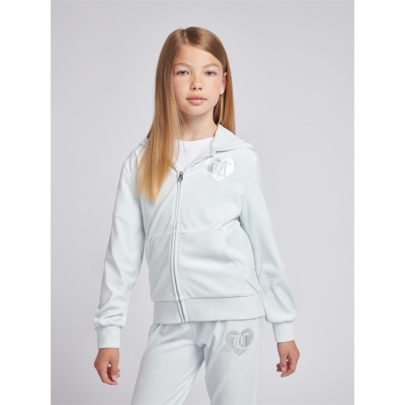 Juicy Couture Girls Velour Zip Thru Tracksuit Illusion Blue