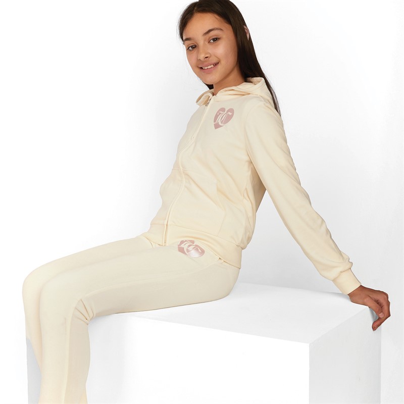 Juicy Couture Girls Velour Zip Thru Tracksuit Vanilla Ice