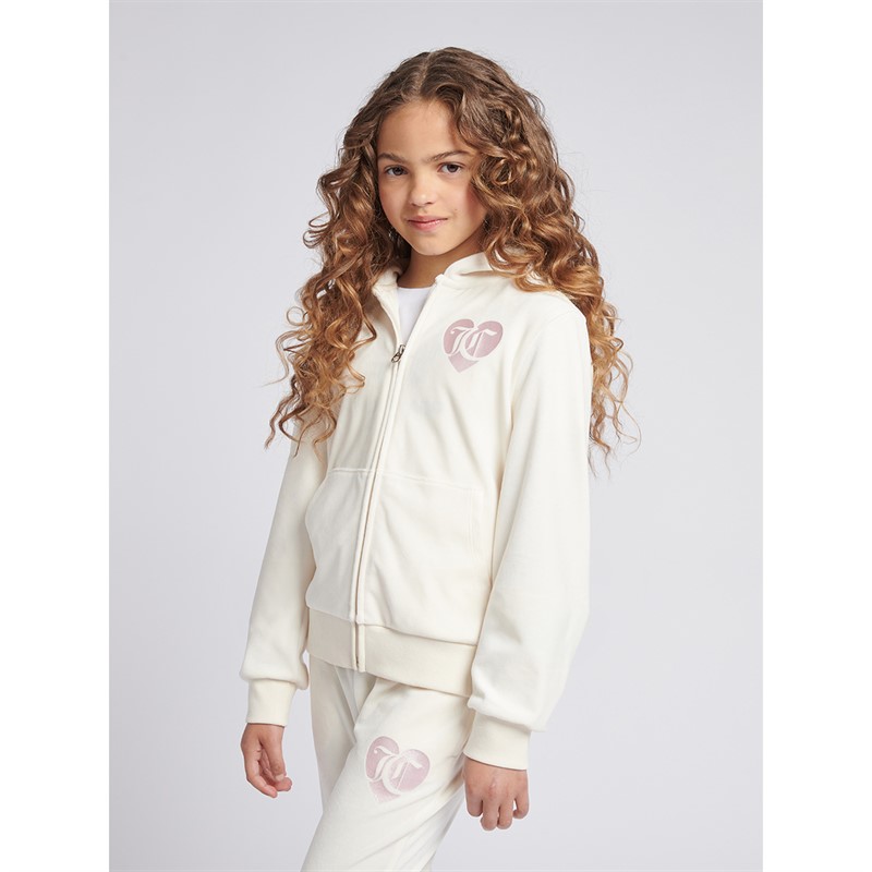 Juicy Couture Girls Velour Zip Thru Tracksuit Vanilla Ice