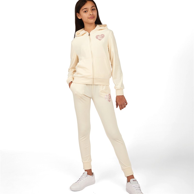 Juicy Couture Girls Velour Zip Thru Tracksuit Vanilla Ice