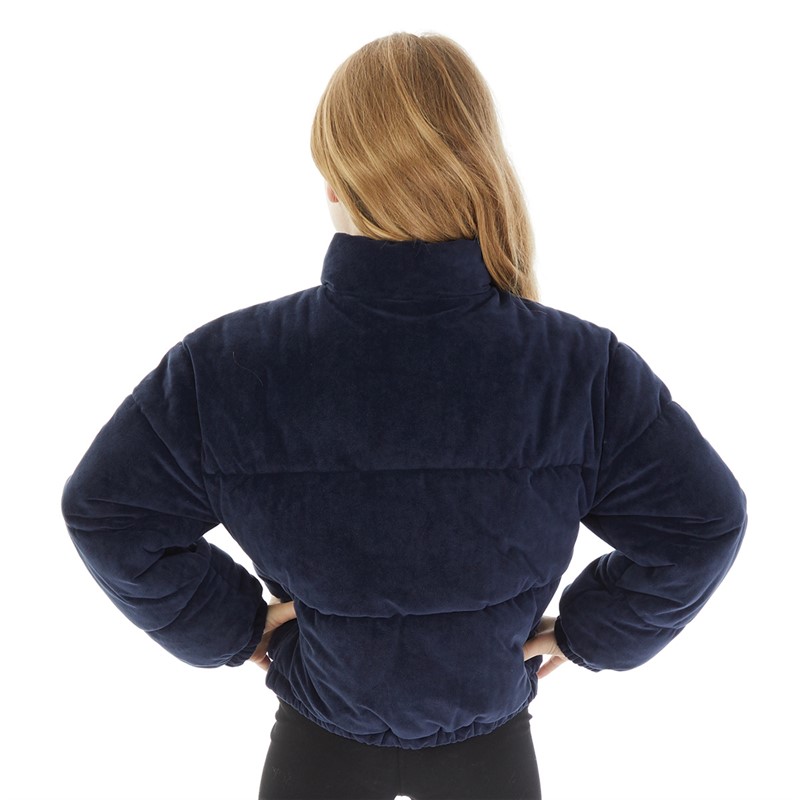 Juicy Couture Girls Velour Funnel Neck Puffer Jacket Night Sky