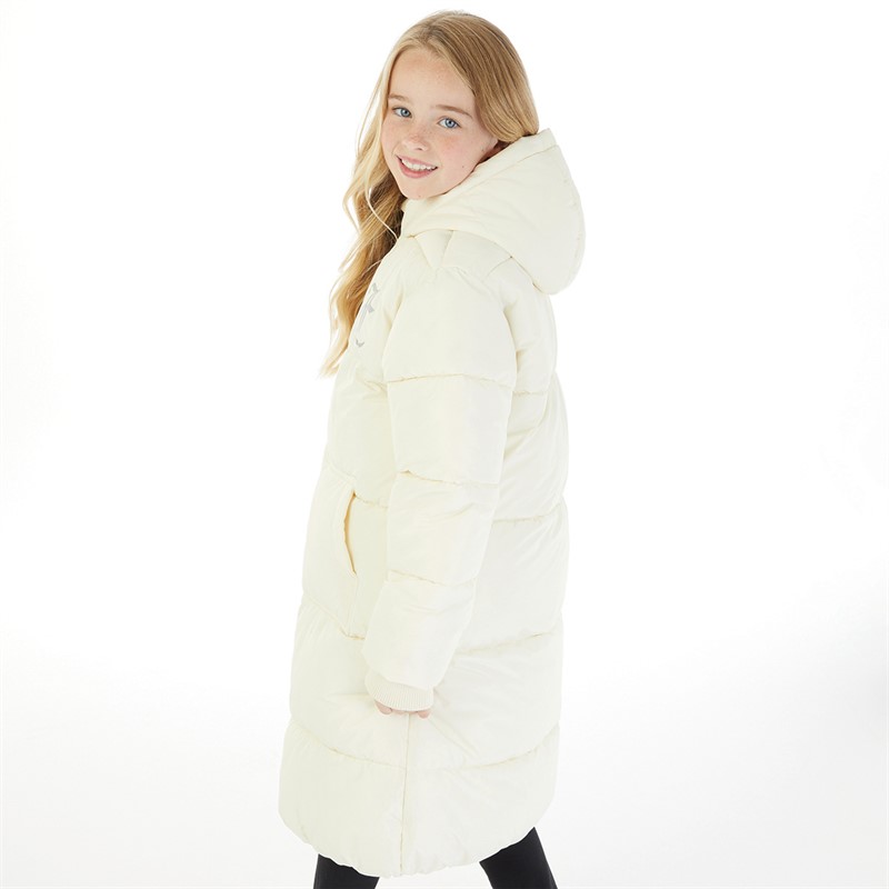 Juicy Couture Girls Longline Puffer Jacket Vanilla Ice