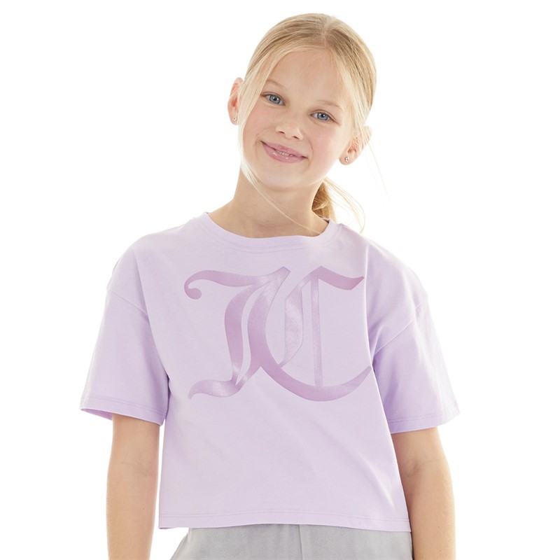 Juicy Couture Girls Tonal Boxy T-Shirt Lavenula