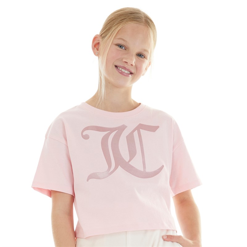 Juicy Couture Girls Tonal Boxy T-Shirt Almond Blossom