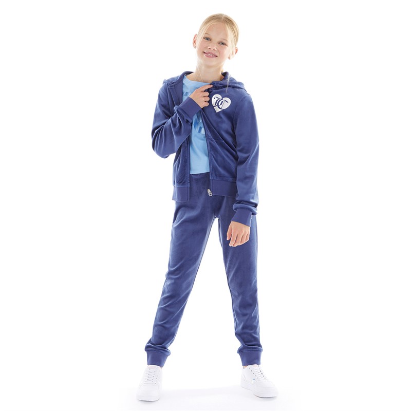 Juicy Couture Girls Velour Heart Logo Tracksuit Blue Print