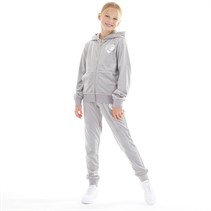 Juicy Couture Girls Velour Heart Logo Tracksuit Silver Sconce