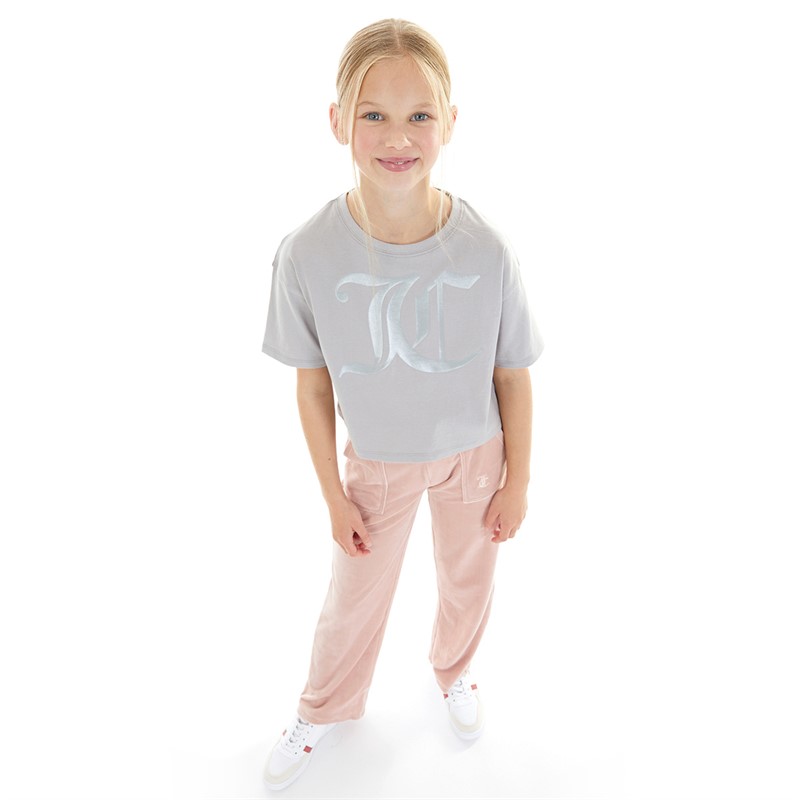 Juicy Couture Girls Tonal Boxy T-Shirt Silver Sconce