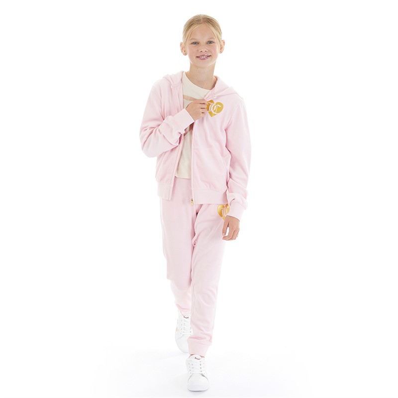 Juicy Couture Girls Velour Heart Logo Tracksuit Almond Blossom