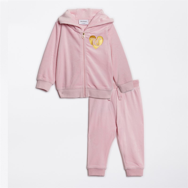 Juicy Couture Baby Girls Velour Heart Logo Tracksuit Almond Blossom