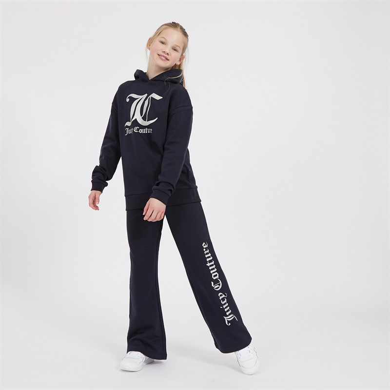 Juicy Couture Girls Overhead Hoodie And Wide Leg Joggers Tracksuit Set Night Sky