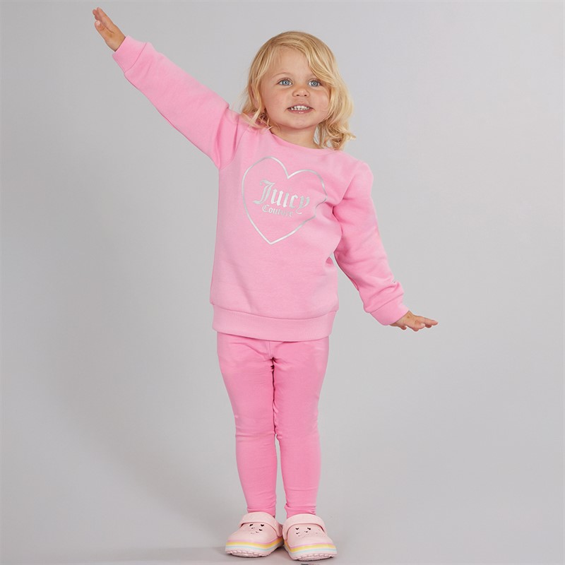 Juicy Couture Girls Crew Sweatshirt And Leggings Tracksuit Set Sachet Pink