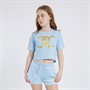 Juicy Couture Girls Heart Boxy T-Shirt And Velour Shorts Co-Ord Set Power Blue