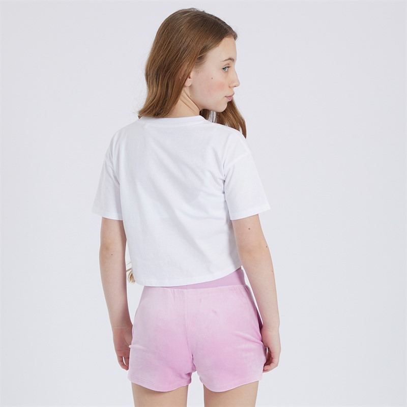 Juicy Couture Girls Heart Boxy T-Shirt And Velour Shorts Co-Ord Set Pink Lavender