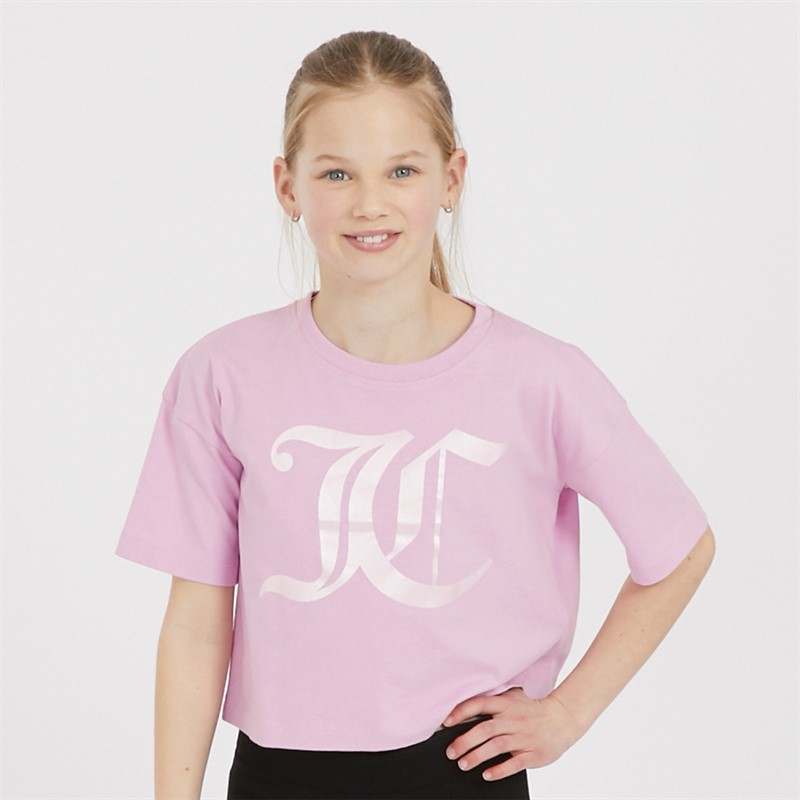 Juicy Couture Girls Tonal Boxy T-Shirt Pink Lavender