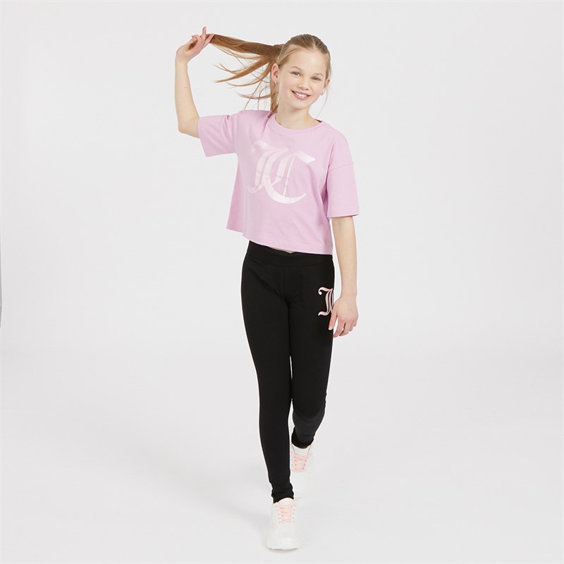 Juicy Couture Girls Tonal Boxy T-Shirt Pink Lavender