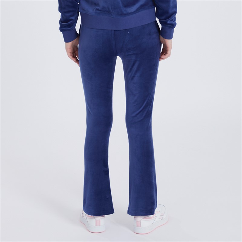 Juicy Couture Girls Velour Wide Leg Joggers Blue Print