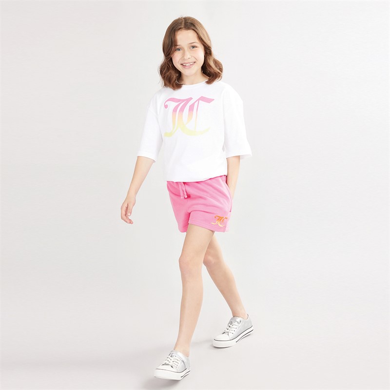 Juicy Couture Girls Oversized T-Shirt And Jersey Shorts Set Pink Cosmos
