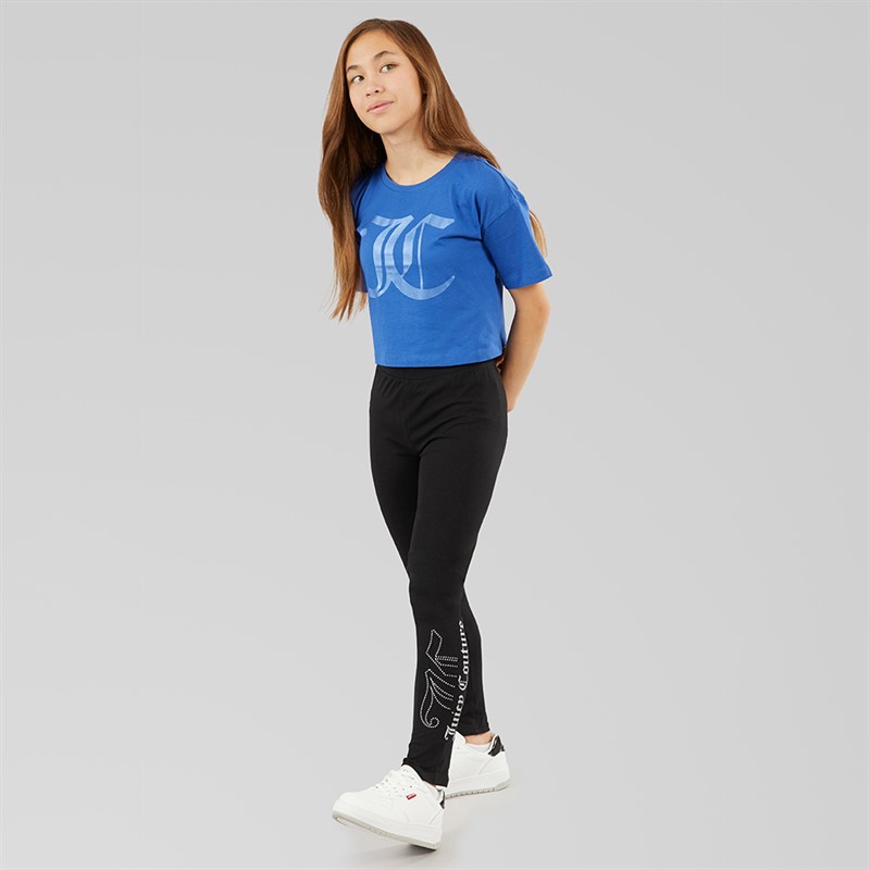 Juicy Couture Girls Glitter Gel Logo Leggings Black