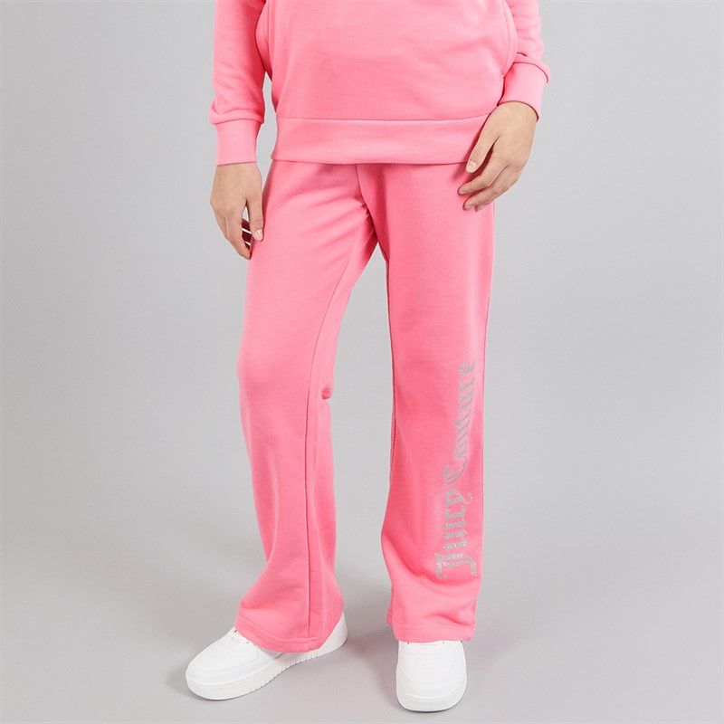 Juicy Couture Girls Hoodie And Wide Leg Joggers Set Pink Cosmos