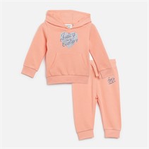 Juicy Couture Girls Heart Hoodie And Joggers Tracksuit Peach Amber