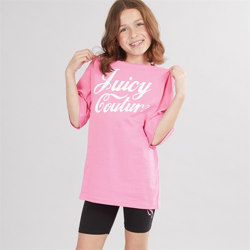 Juicy Couture Girls Script Boyfriend T-Shirt And Cycling Shorts Set Black