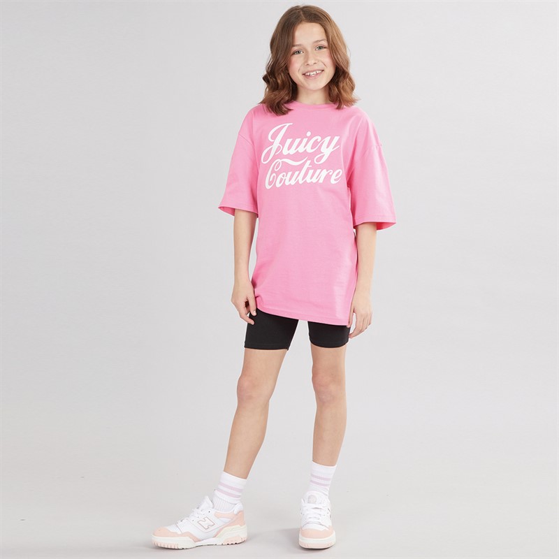 Juicy Couture Girls Script Boyfriend T-Shirt And Cycling Shorts Set Black