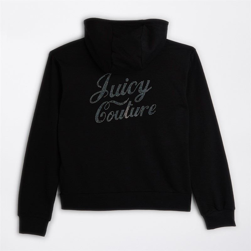Juicy Couture Girls Zip Thru Hoodie And Wide Leg Joggers Set Black