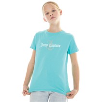 Juicy Couture Girls Diamante Regular T-Shirt Turquoise