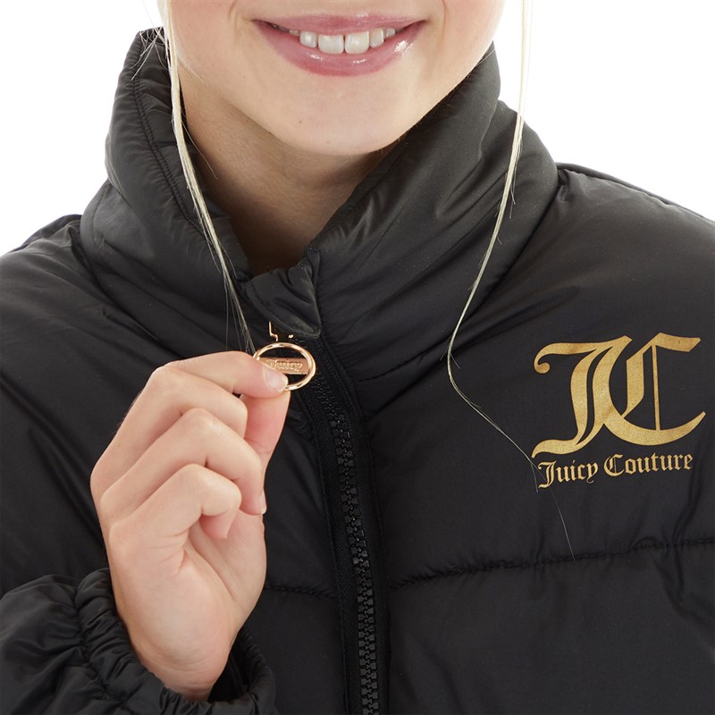 Juicy Couture Girls Funnel Neck Puffer Jacket Black