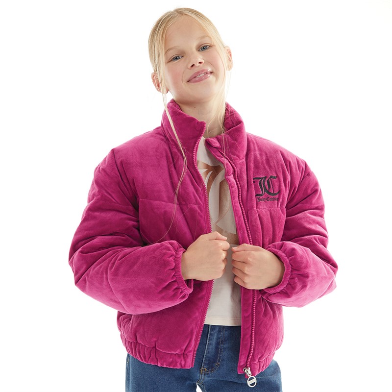 Buy Juicy Couture Girls Velour Puffer Jacket Festival Fuchsia