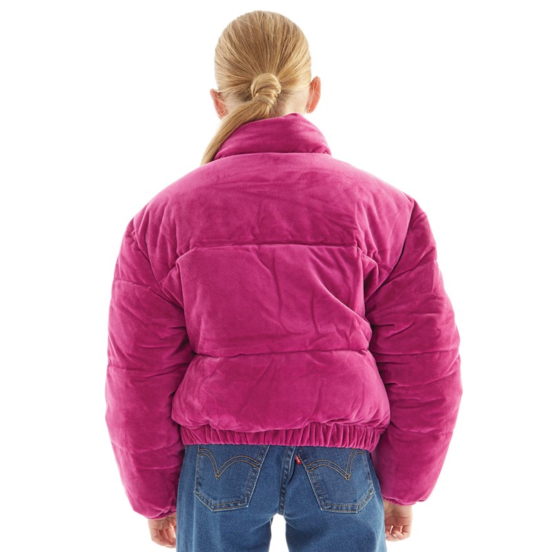 Juicy Couture Girls Velour Puffer Jacket Festival Fuchsia