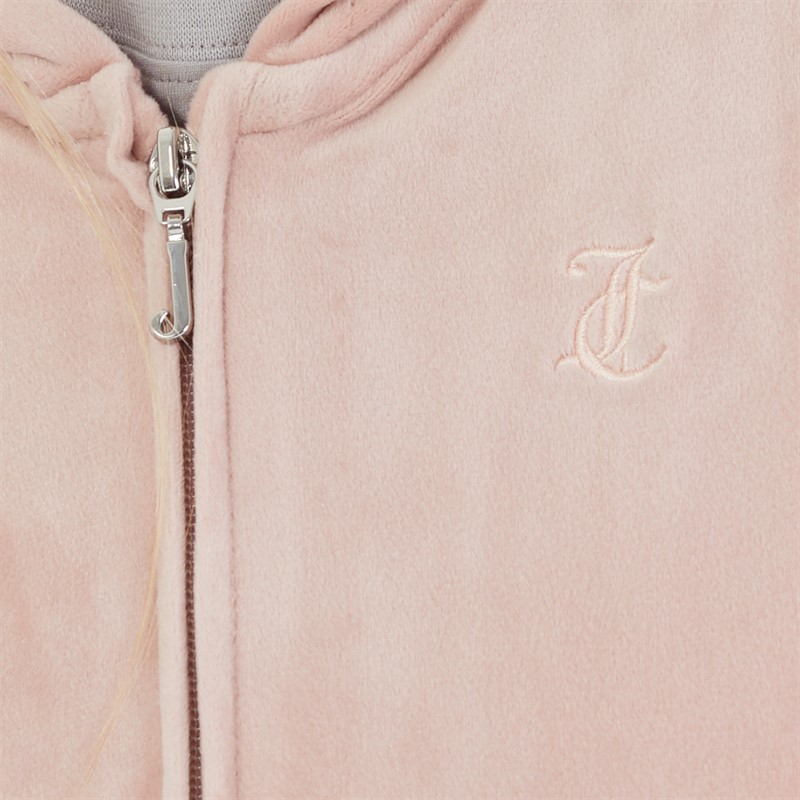 Juicy Couture Girls Tonal Zip Through Hoodie Adobe Rose