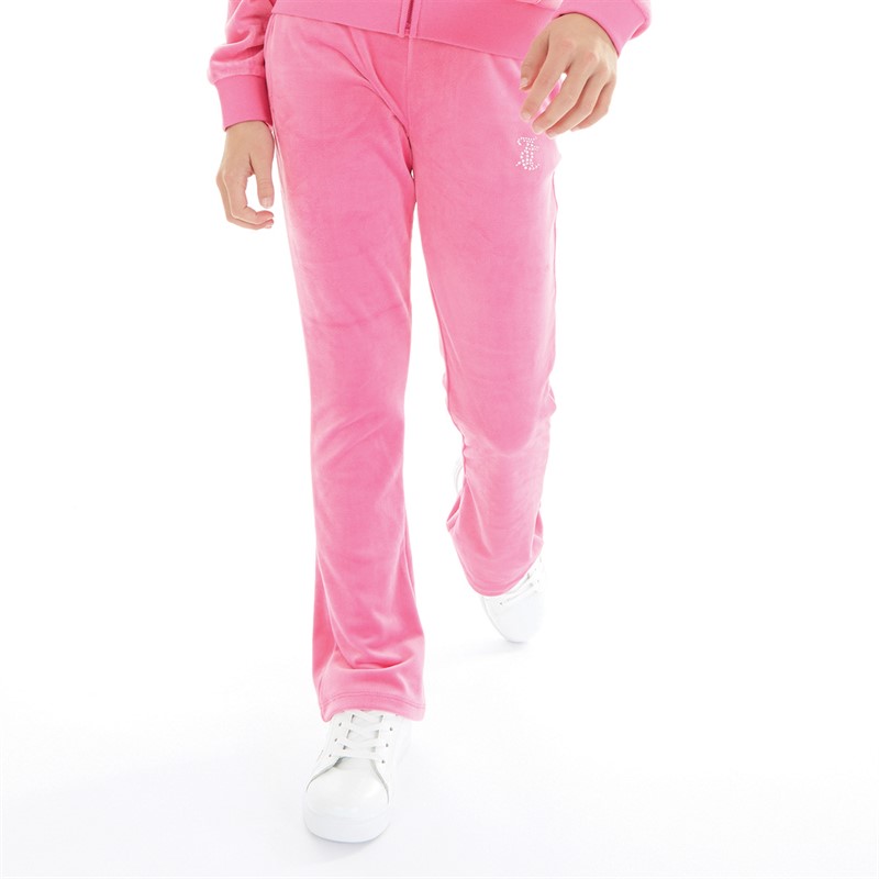 Juicy Couture Girls Diamante Bootcut Joggers Hot Pink