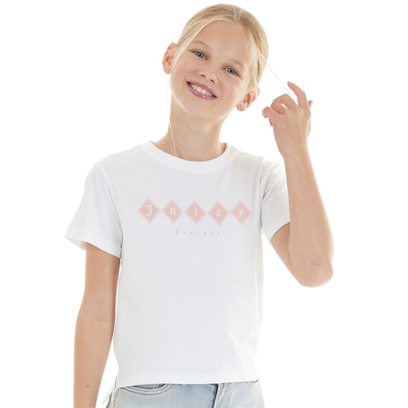 Juicy Couture Girls Tonal T-Shirt Bright White