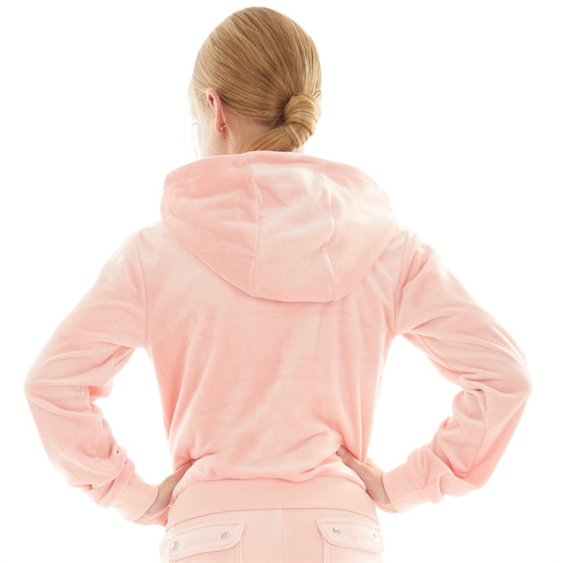 Juicy Couture Girls Tonal Zip Through Hoodie Peach Amber