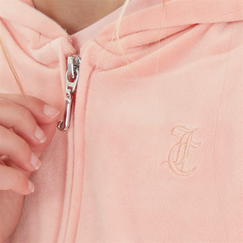 Juicy Couture Girls Tonal Zip Through Hoodie Peach Amber