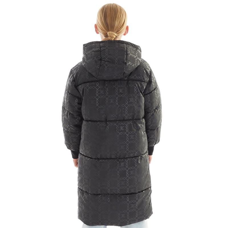 Juicy Couture Girls Monogram Quilted Puffer Jacket Black