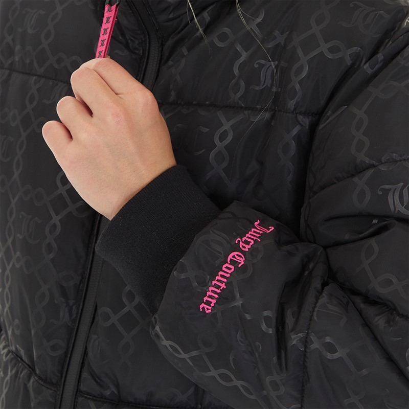 Juicy Couture Girls Monogram Quilted Puffer Jacket Black