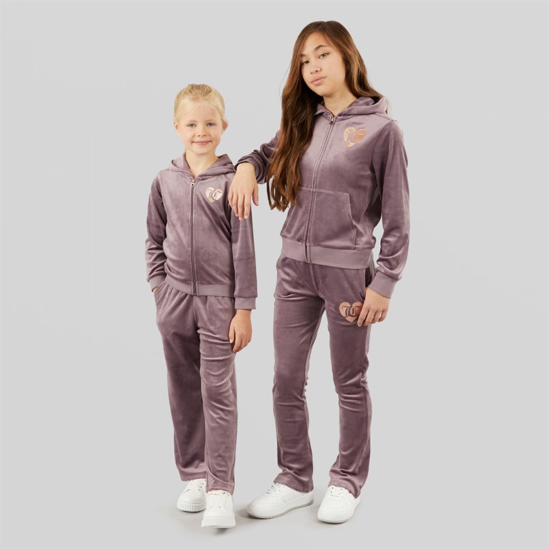 Juicy Couture Girls Velour Zip Through Hoodie And Bootcut Joggers Tracksuit Ephemera