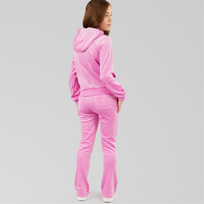 Juicy Couture Girls Velour Zip Through Hoodie And Bootcut Joggers Tracksuit Purple Orchid