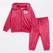Juicy Couture Girls Heart Velour Zip Hoodie And Joggers Tracksuit Cherries Jubilee