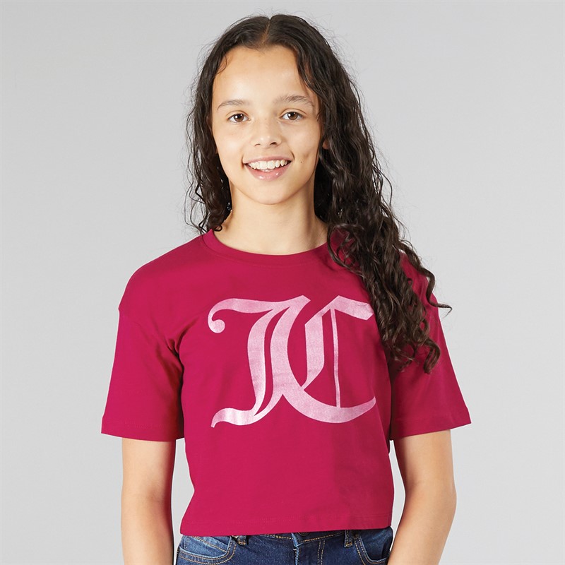 Juicy Couture Girls Tonal Boxy T-Shirt Cherries Jubilee