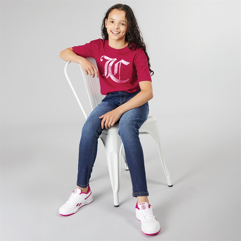 Juicy Couture Girls Tonal Boxy T-Shirt Cherries Jubilee