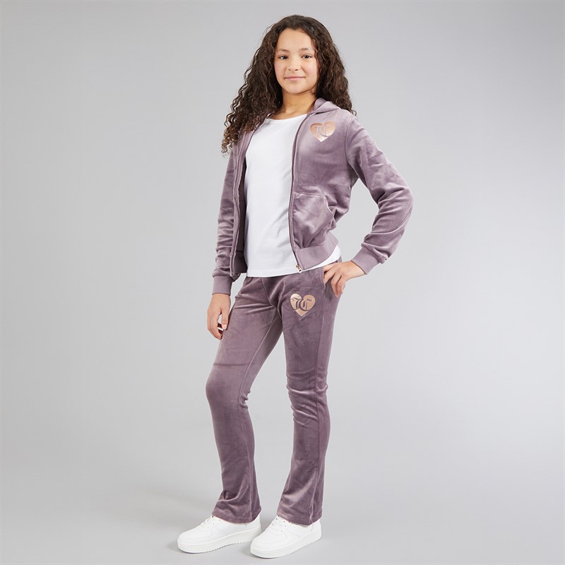 Juicy Couture Girls Velour Zip Through Hoodie And Bootcut Joggers Tracksuit Ephemera