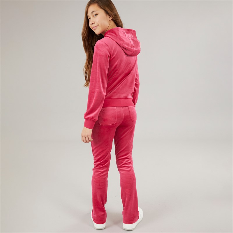 Juicy Couture Girls Velour Zip Through Hoodie And Bootcut Joggers Tracksuit Cherries Jubilee