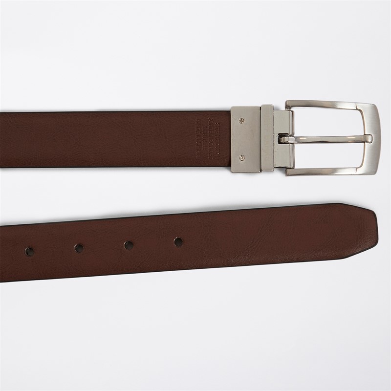 Jeff Banks Mens Keeper Logo Reversible Belt Black/Brown