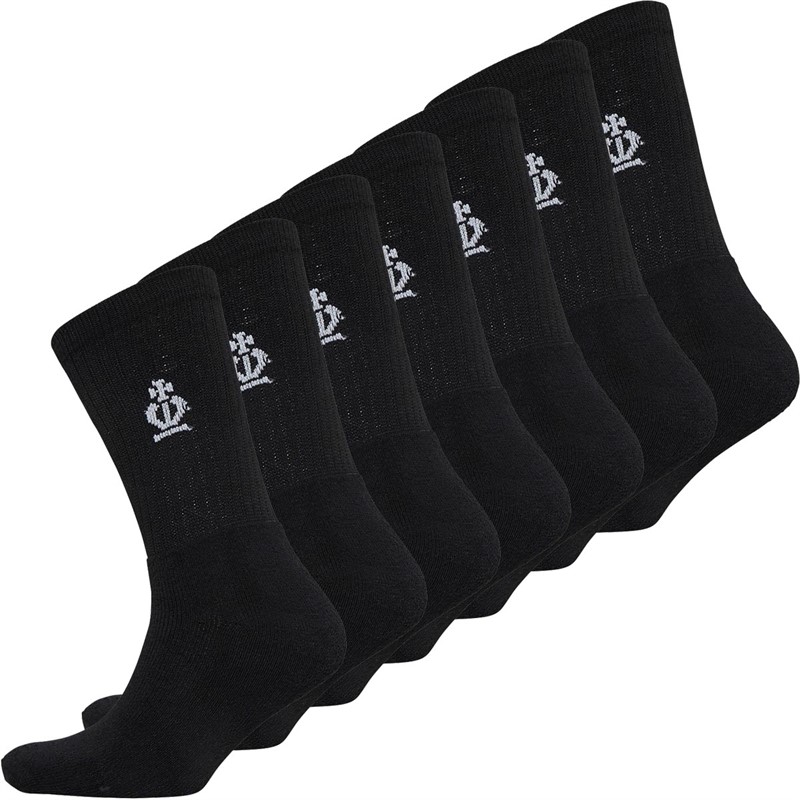 Jeff Banks Mens Seven Pack Crew Socks Black