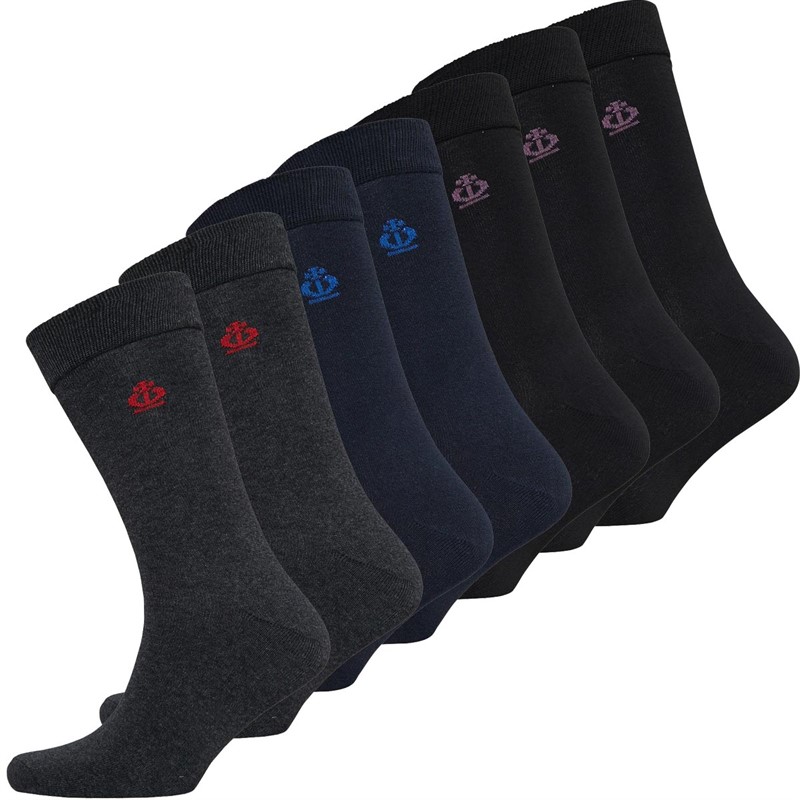 Jeff Banks Mens Seven Pack Plain Dress Socks Black/Navy/Charcoal