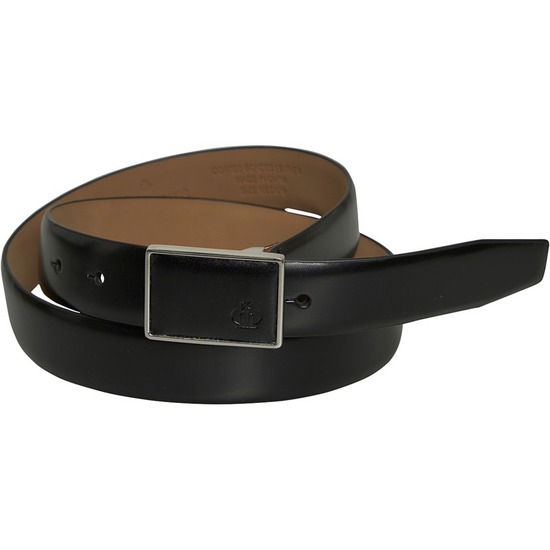 Jeff Banks Mens Smith Covered Plate Belt Black